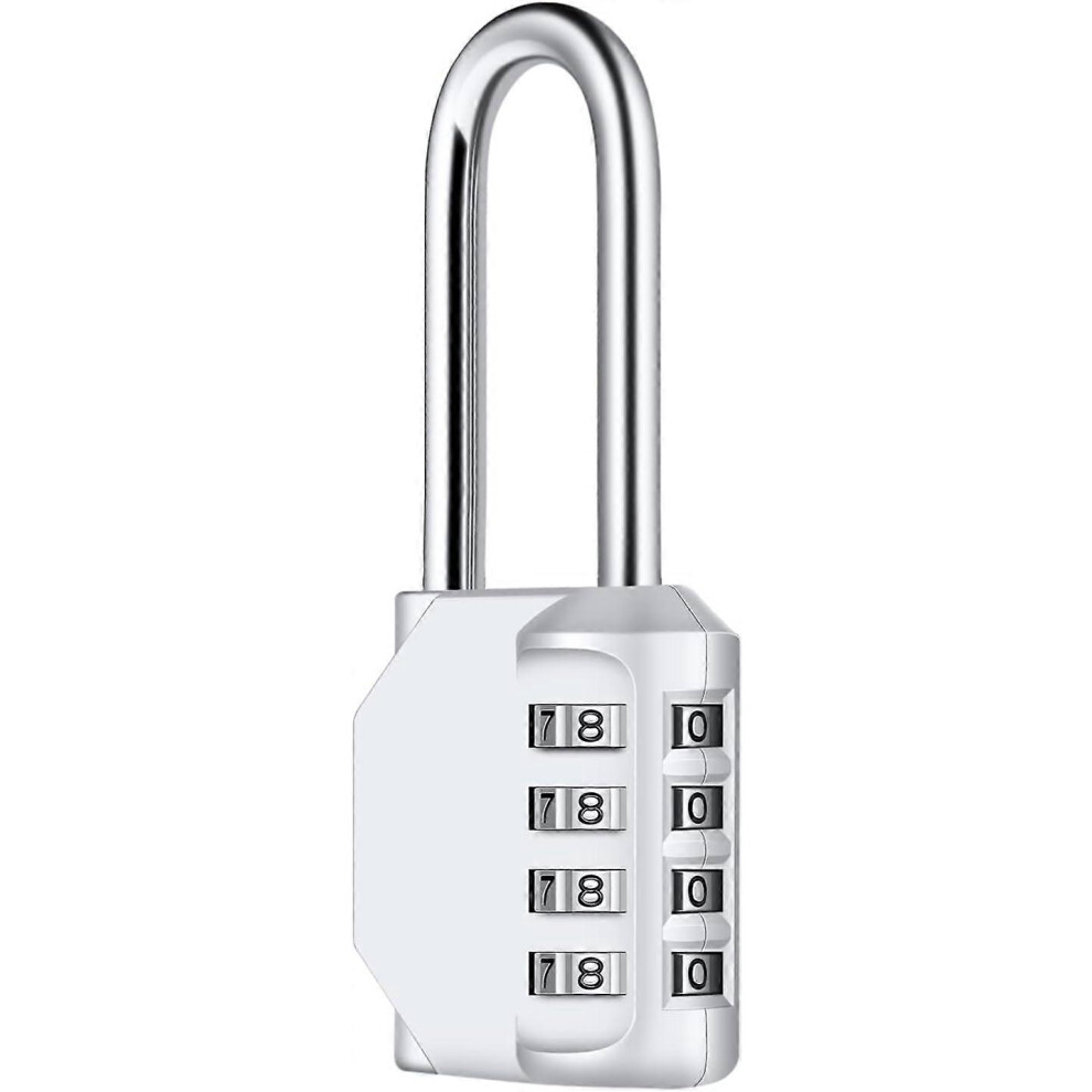 (As show, One size) 6.7cm Long Combination Padlock, Waterproof 4-Digit Combination Lock, Weatherproof Metal & Galvanized Steel, for Schools, Gyms and Lockers (Silver)