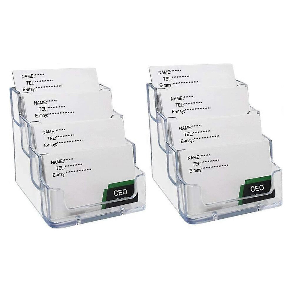 (As show, One size) Business Card Display Stand, 2 Pcs Acrylic Business Card Stand, 4 Tier 8 Compartment Business Card Holder for Businesses, Offices, Agencies, Hotels an