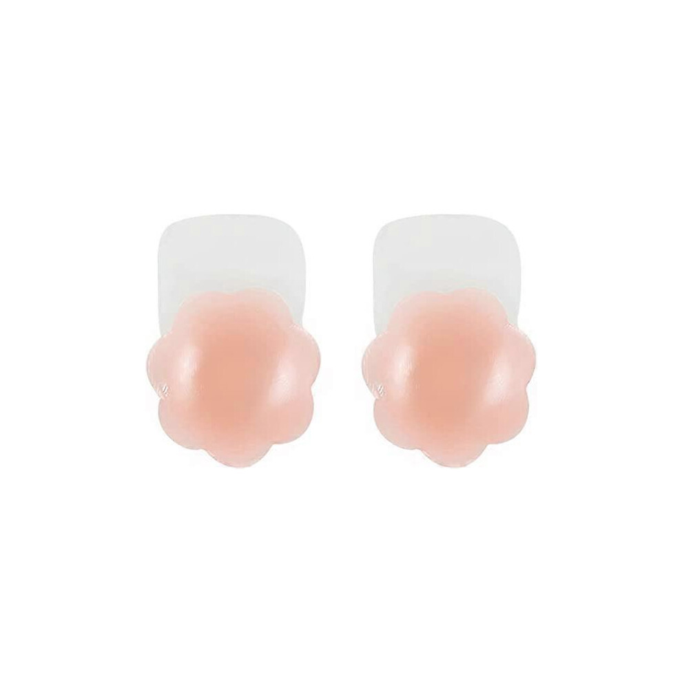 (As show, One size) Flower shaped silicone cream breast lift with a diameter of 10cm - invisible bra flap, silicone nipple cover, reusable breast lift