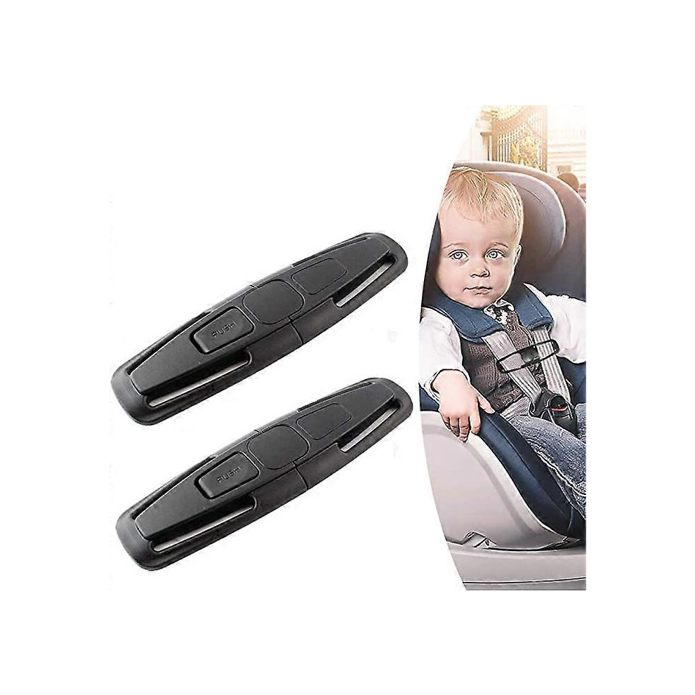 (As show, One size) 2 packs of car safety seat belts, safety belt buckles (black), strap clips, baby safety belt buckles