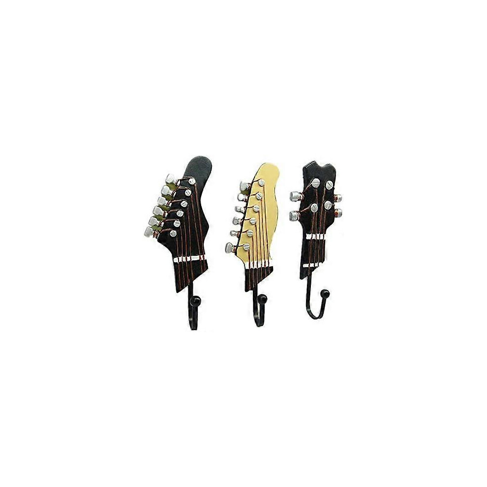 (As show, One size) 3 creative resin hooks, movie wall hanging hooks, vintage guitar resin hanger hooks, wall hanging keys, guitar heads