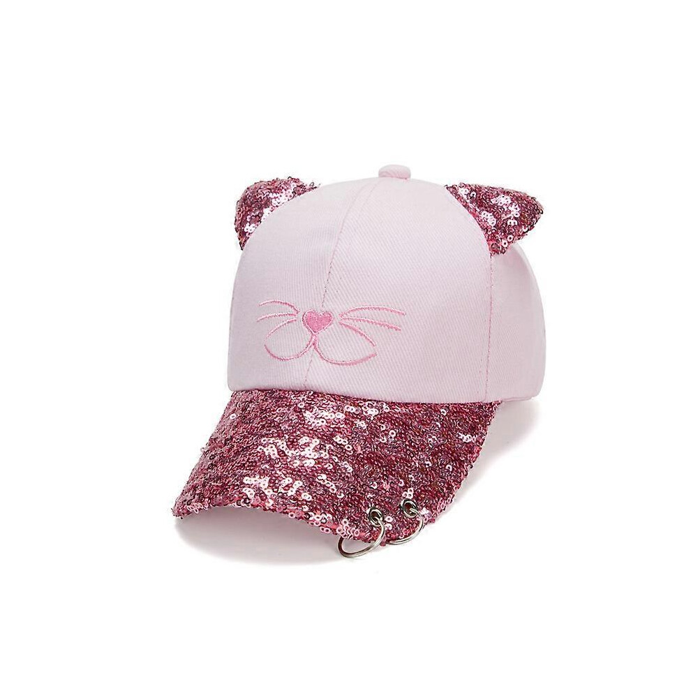 (As show, One size) Cute cat sequins baseball cap (52-55cm), baby sunshade trend cap, baby's cap