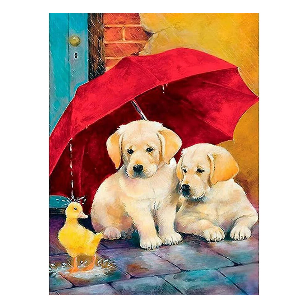 (As Show, One Size) Diy 5D Diamond Art Umbrella Dog Painting Set Full Diamonds -30X40cm, Crystal Water Diamond Embroidery Cross Embroidery Craft P Red