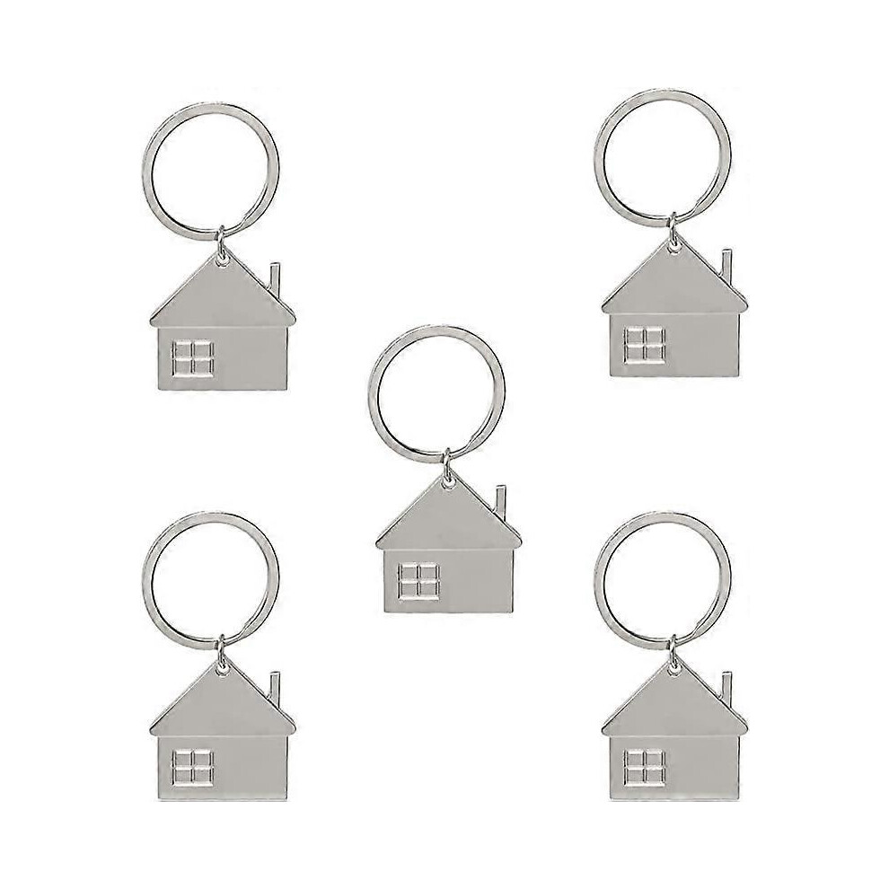 (As show, One size) 5-piece set of house keyrings, creative pendant keychain, zinc alloy home keyring, home shape keyring, handbag, home gift