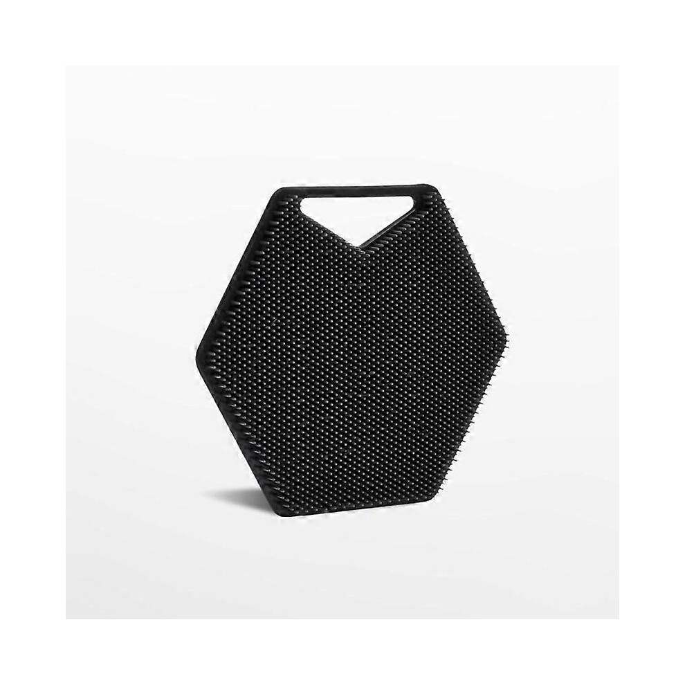 (As show, One size) Silicone body scrub (black), soft silicone back massage pad, wall mounted back scrub with hanging holes, used for shower, easy to grip brush, for vari