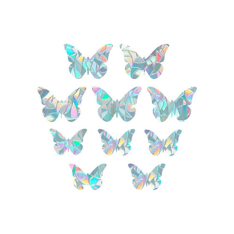 (As show, One size) Rainbow prism butterfly window decoration, 10 static rainbow glass stickers, anti-collision window decoration, prism electrostatic