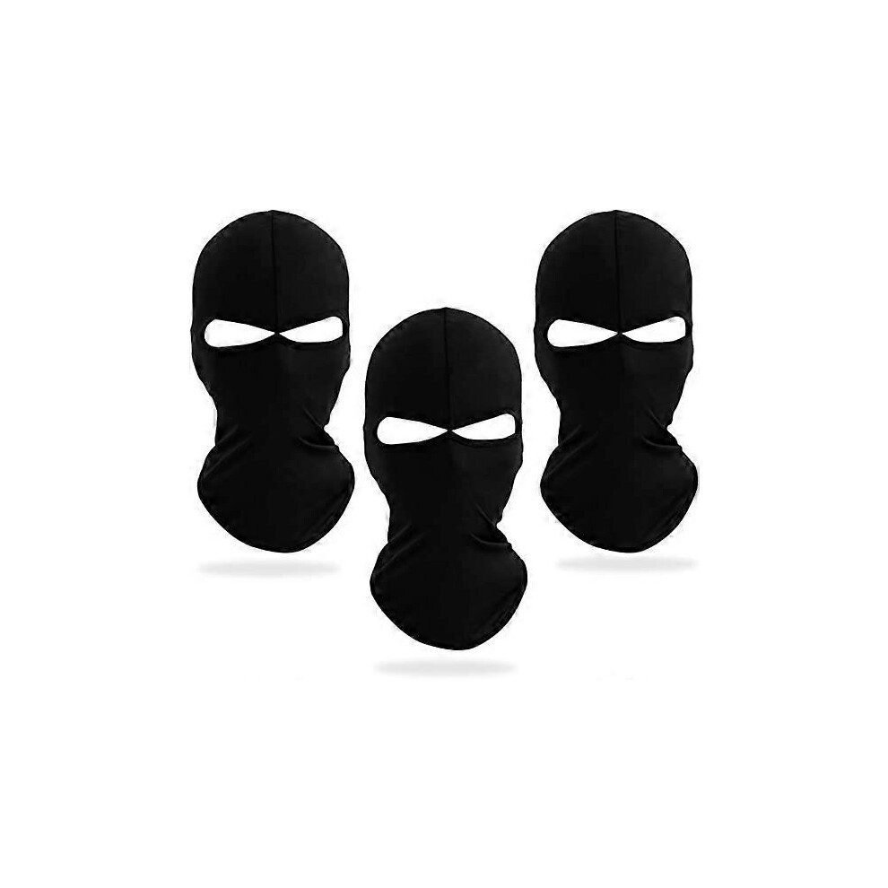 (As show, One size) 3 pieces of Balaclava 2-hole full face ski mask, neutral black Lycra ski mask, lightweight breathable helmet lining, Balaclava headscarf for motorcycl