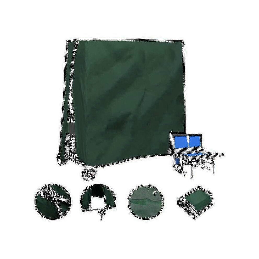 (As Show, One Size) Outdoor Table Tennis Table Waterproof And Dustproof Ping Pong Table 165 X 70 X 185 Cm Green 4632480870468