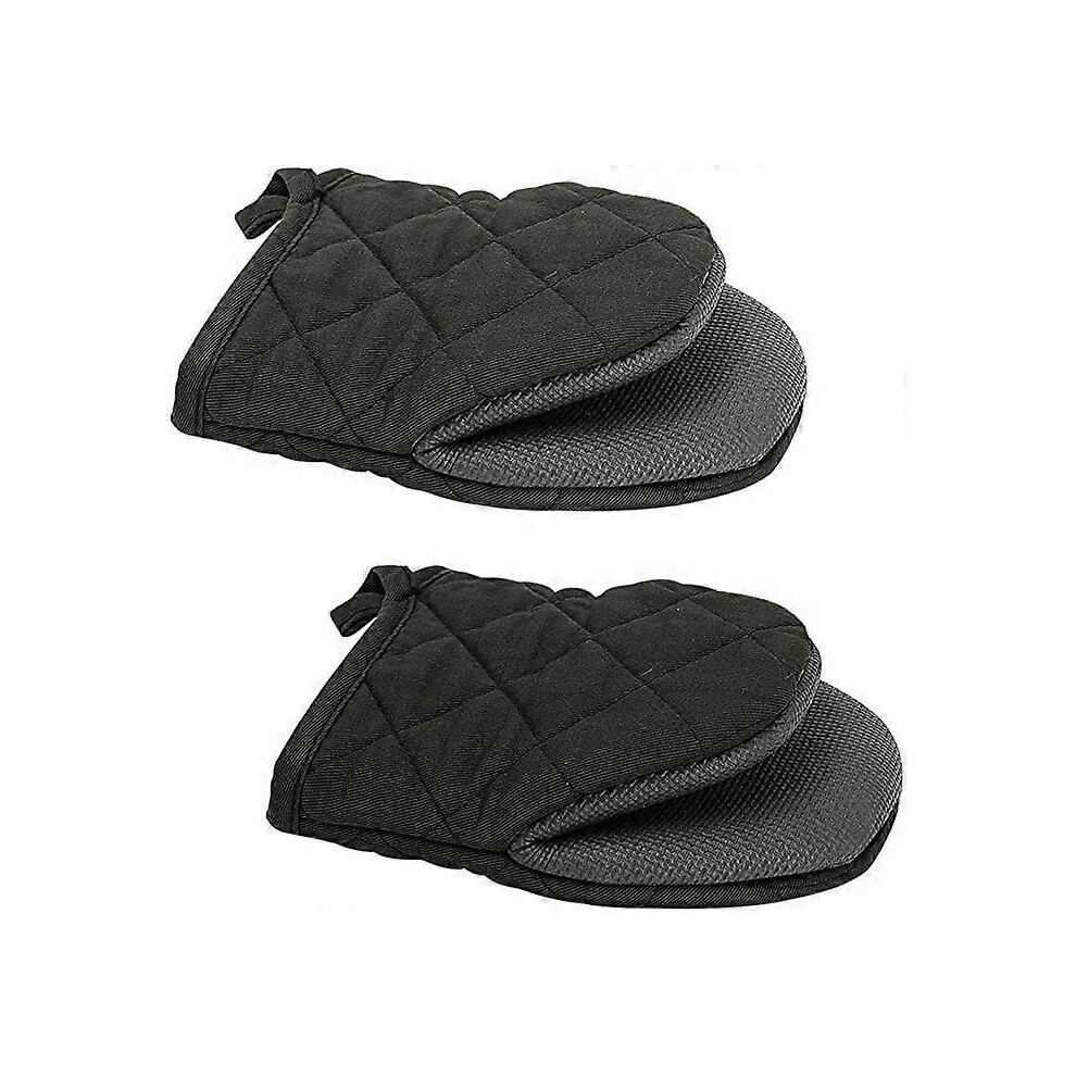 (As show, One size) Non slip silicone insulated duckbill glove clip (black2 Pack) with loop, suitable for microwave ovens and ovens