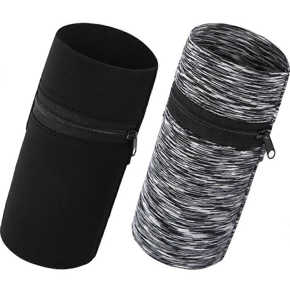 (As show, One size) 2 pieces of sports wrist strap (black and red) 10 * 15cm, wrist strap, wrist wallet, zippered wrist strap, outdoor bicycle and running wrist strap, zi