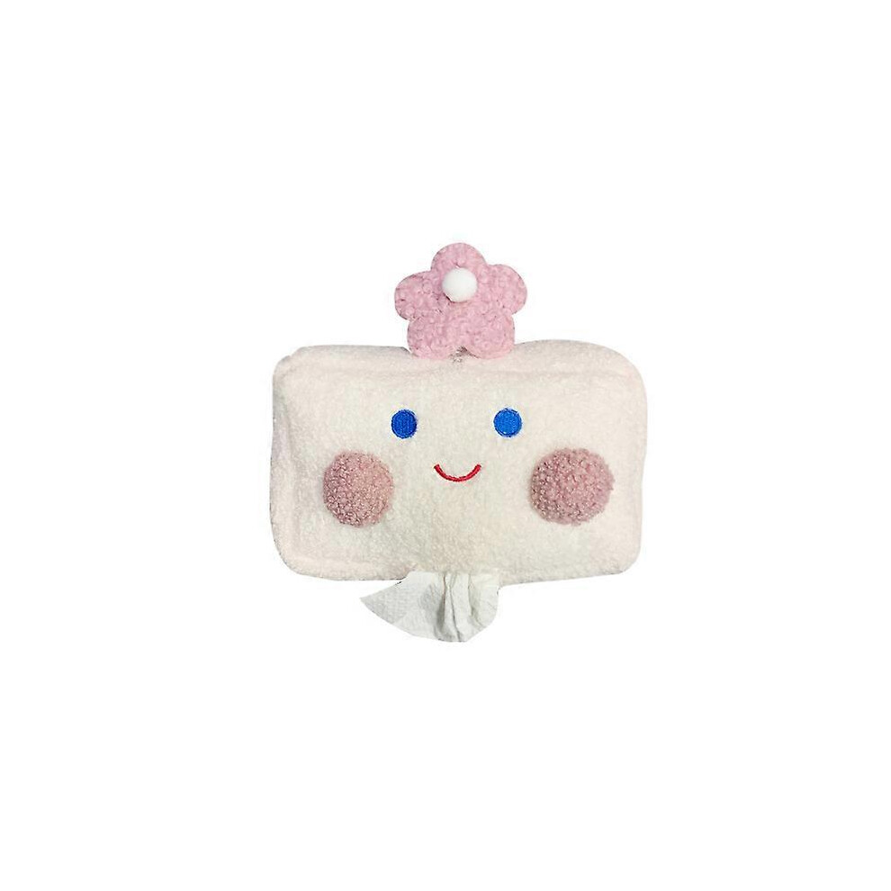 (As show, One size) Smiling Flower Car Creative Tissue Box - Cute Plush Tissue Box Holder Napkin Box Napkin Box Napkin Box Plush Tissue Box Cover Home