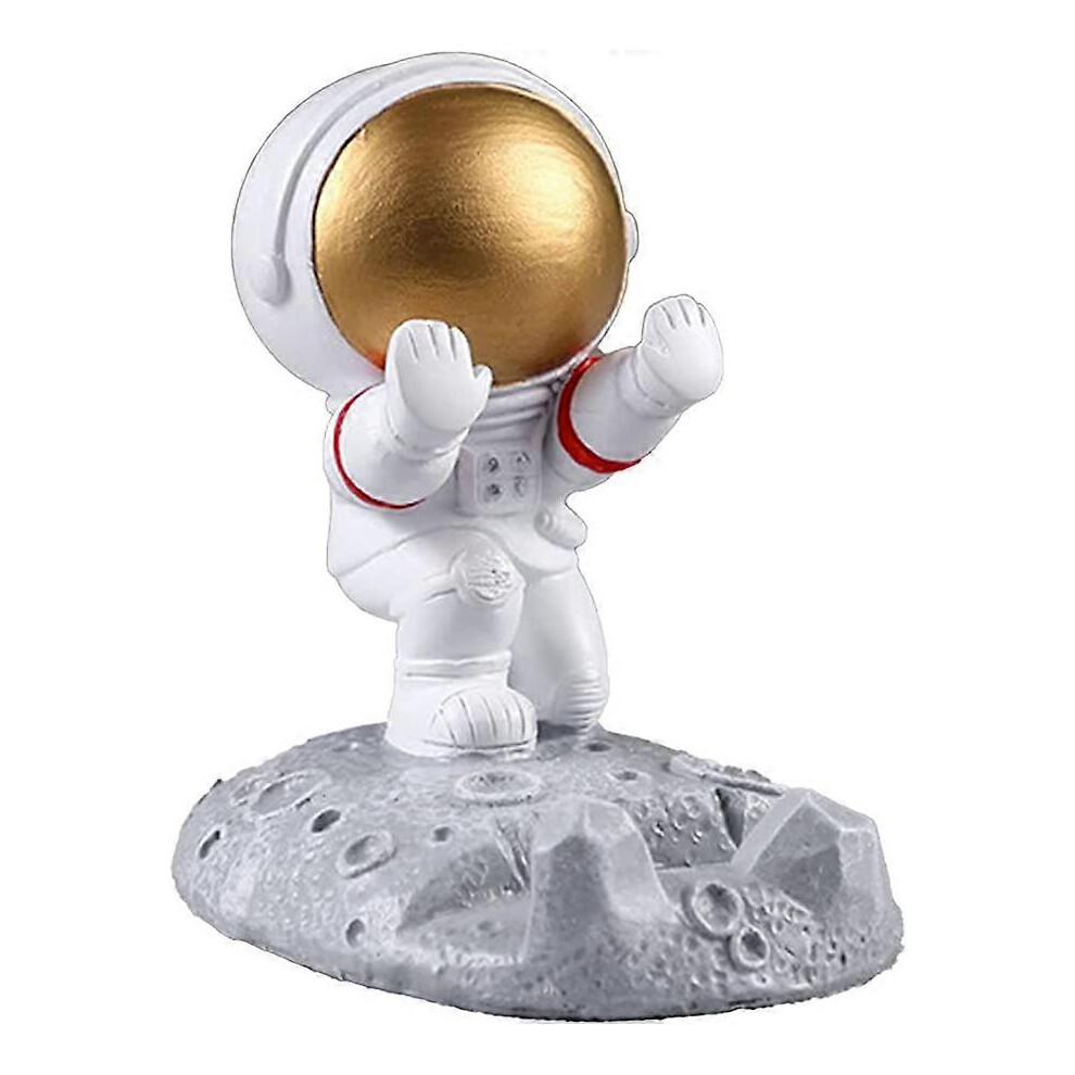(As show, One size) Astronaut mobile phone holder (gold), astronaut image astronaut statue desktop mobile phone holder, desktop decoration creative mo