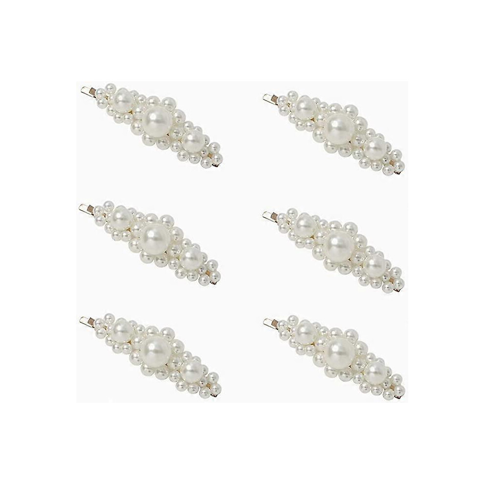 (As show, One size) 6 pearl hair clips Elegant pearl hair, sparkling pearl hair straps, pearl hair clips, pearl hair clips, girl and lady hair accessories