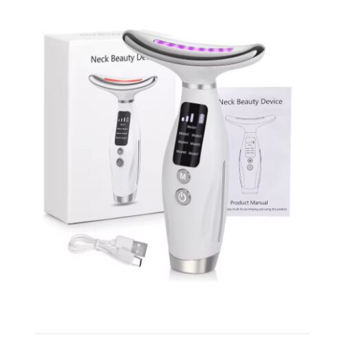 7-Color LED Face Neck Massager Microcurrent Skin Tightening Device