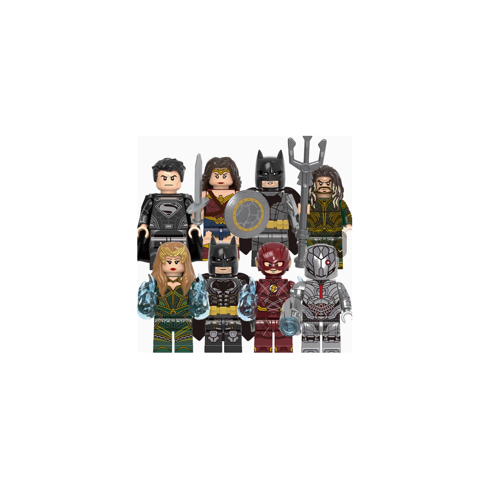 Enekio 8Pcs Justice League Superheroes Superman Aquaman And Wonder Woman Minifigures Toys Fit Lego