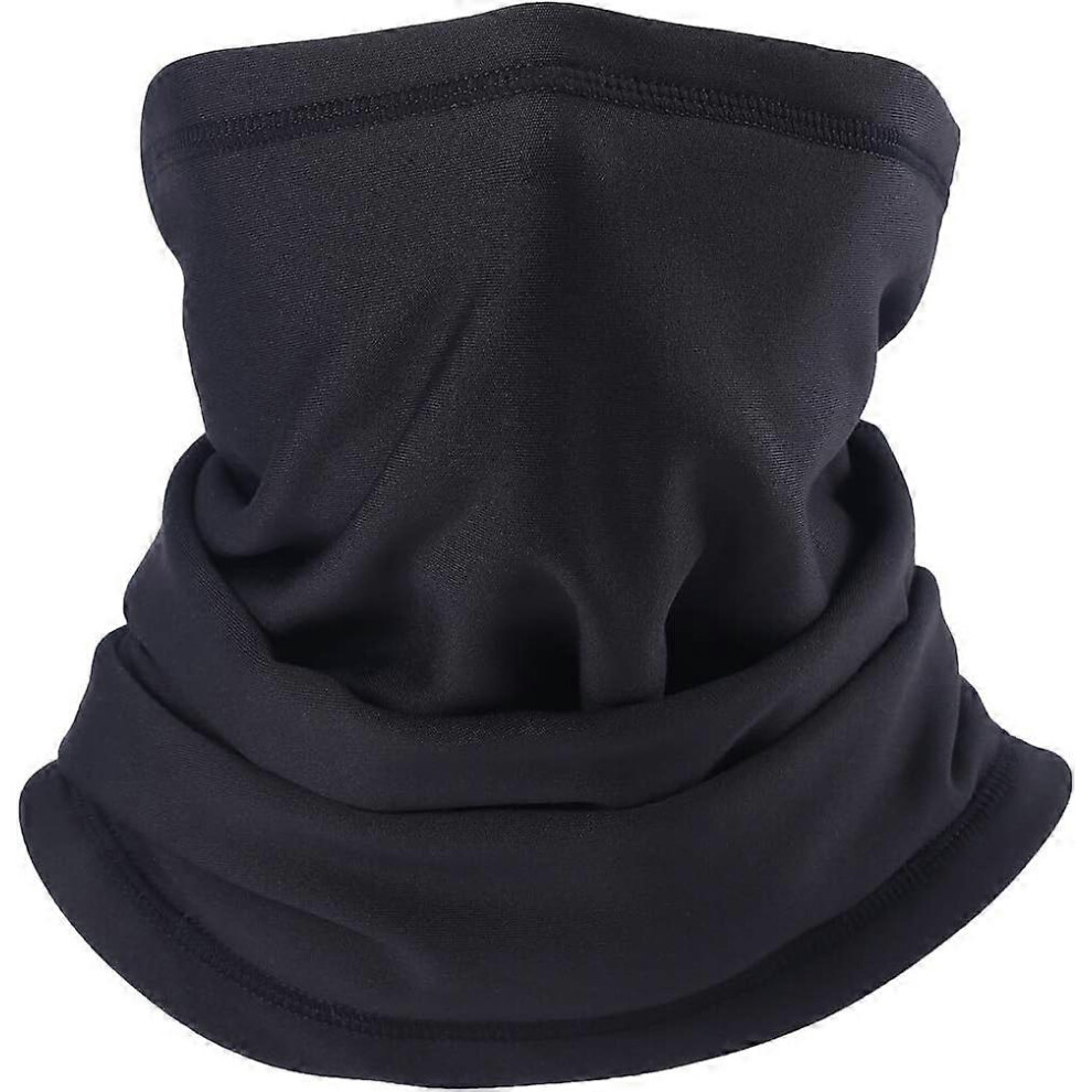 (As show, One size) Winter Tubular Neck Gaiter Multi-Purpose Unisex Thermal Fleece Lining Elastic Neck Warmer for Skiing Running Motorcycle Cycling Black