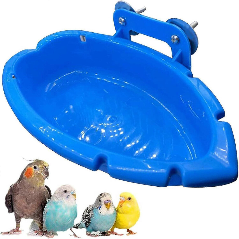 (As show, One size) Blue Bird Cage Shower Bowl Parrot Feeder Bath Shower Parrot Bathroom Bird Cage Bird Accessories For Pet Medium Parrot Parakeet Coc