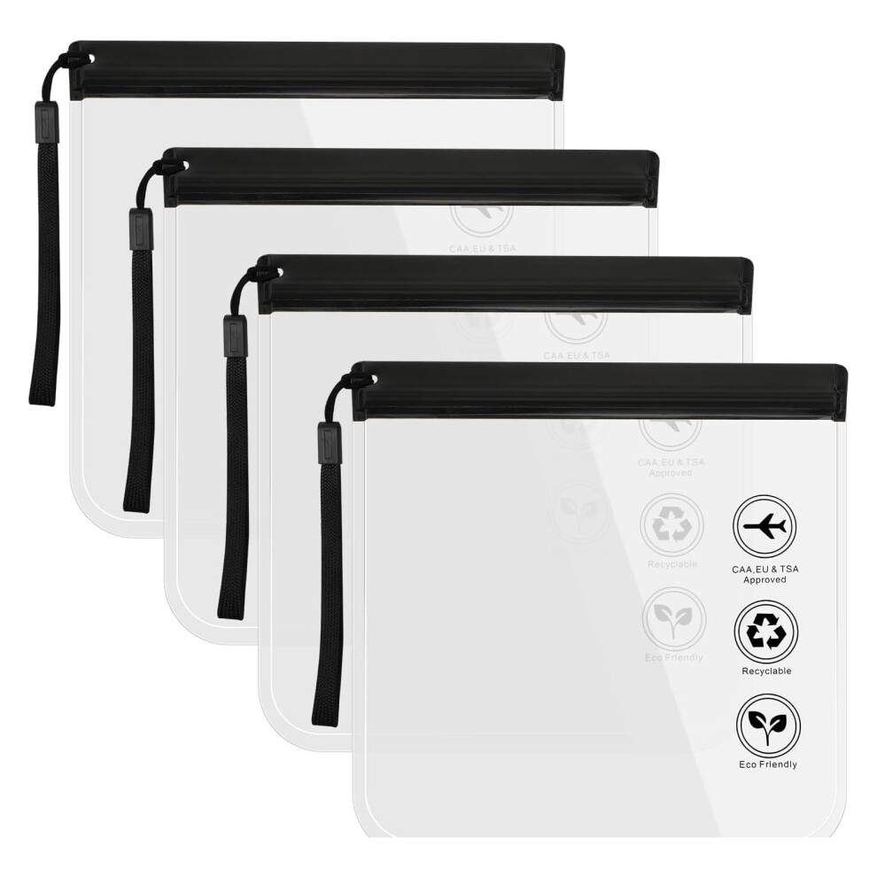 4-Pack TSA-Approved 20x20cm Clear Liquid Bags | Leak-Proof EVA Toiletry Bags for Travel Essentials