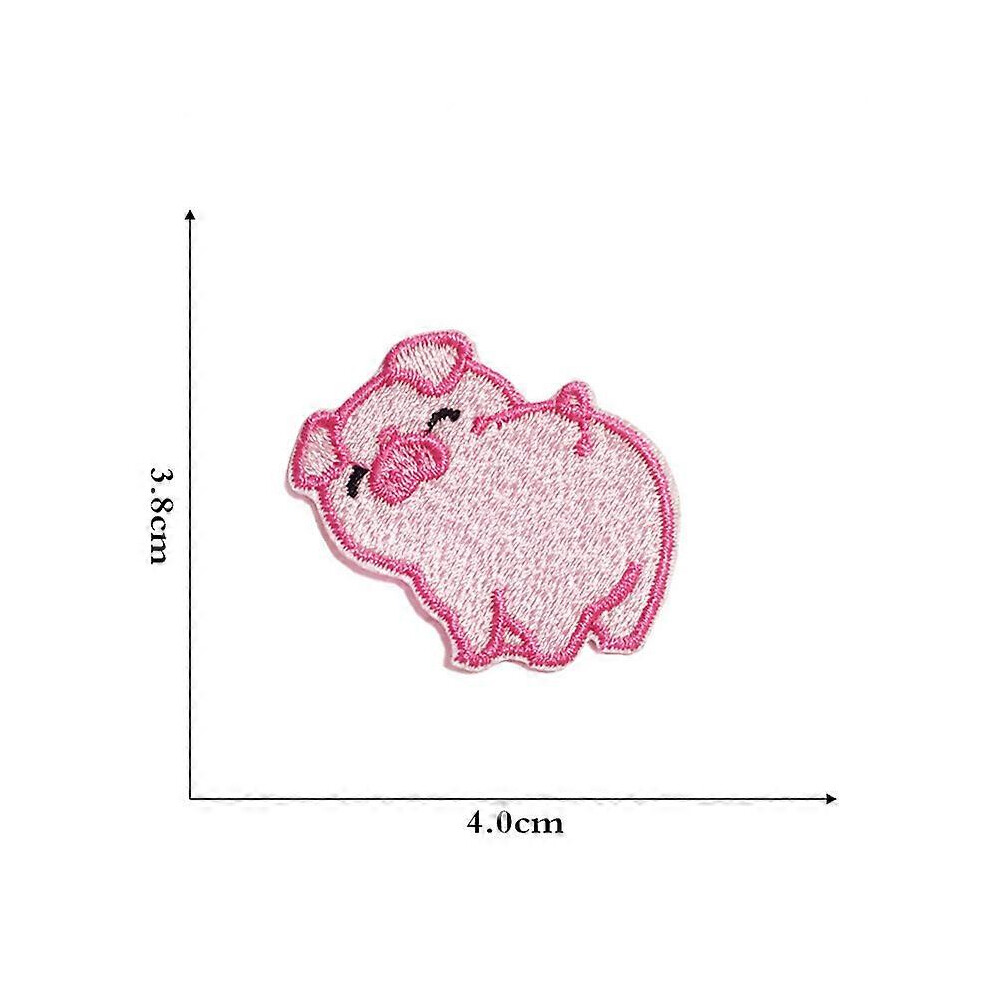 (As Show, One Size) Set Of 14 New Cute Pig Embroidery Stickers Embroidery Fabric Stickers Logo Clothing Patches Embroidery Badge Pink