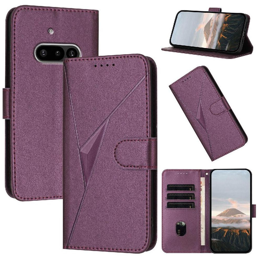 ( Violet) Flip Case For Nothing Phone 3A With Card Slots Premium Pu Leather Flip Protective Mobile Phone Anti-Fall With Kickstand Function Dark 764563667895