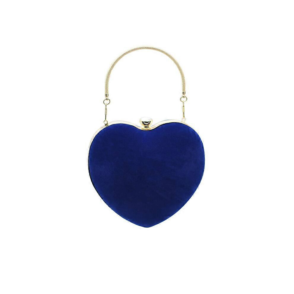 (As show, One size) Women Wedding Clutch Bag Blue Heart Clutch Evening Bag Mini Elegant Cocktail Prom Tote Messenger Clutch Bag