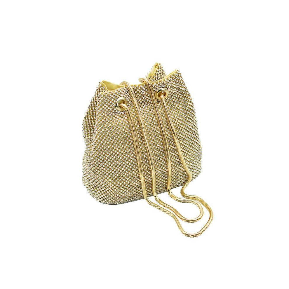(As show, One size) Women Mini Bucket Bag Full of Rhinestone Shiny Small Shoulder Bags Ladies Evening Clutch Bag