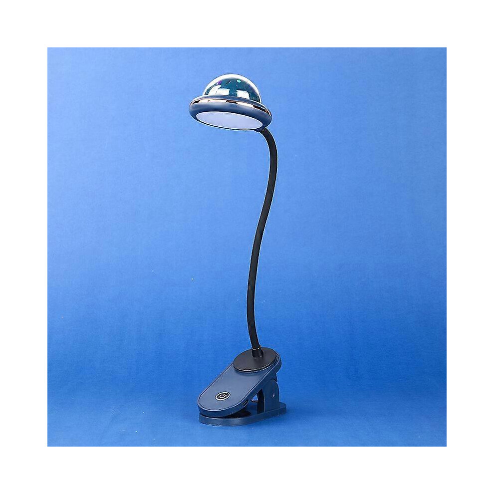 (As show, One size) Clip-on desk lamp for kids, blue starry desk lamp, USB rechargeable LED clip-on reading lamp with star projection, 360 dimmable 4000k touch gooseneck