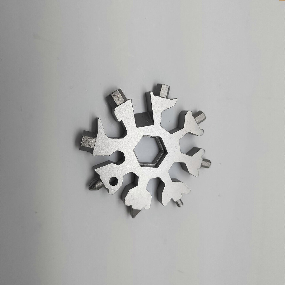 (As show, One size) 18-in-1 Snowflake Multitool Card, Stainless Steel Ring Wrench Hex Wrench Compatible With Outdoors