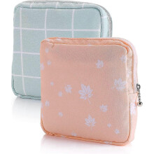 (As show, One size) 2 Pack Girls Sanitary Napkin Bags, Sanitary Napkin Storage Bag, Portable Purse, Panty Protector, Zipper Closure, 13x13x3cm, Sanitary Napkin Tampons Co
