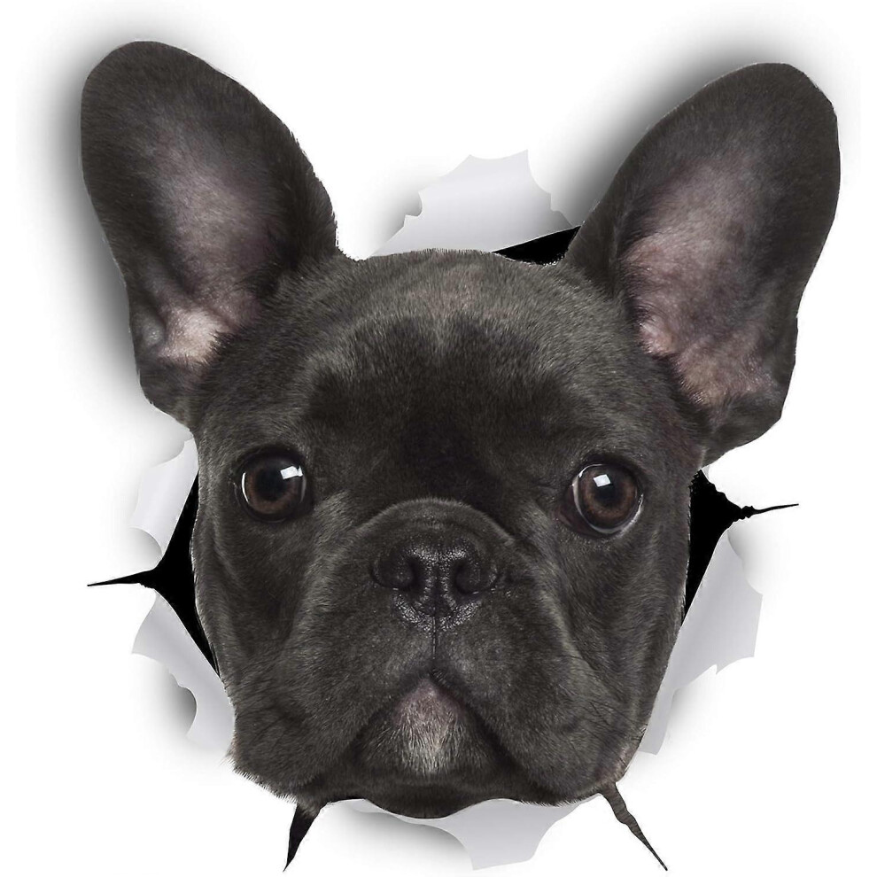 (As Show, One Size) 3D Dog Wall Stickers - Pack Of 2 - Funny Decorative Stickers - French Bulldog Dog Decals For Wall - Fridge - Toilet - Room - Black