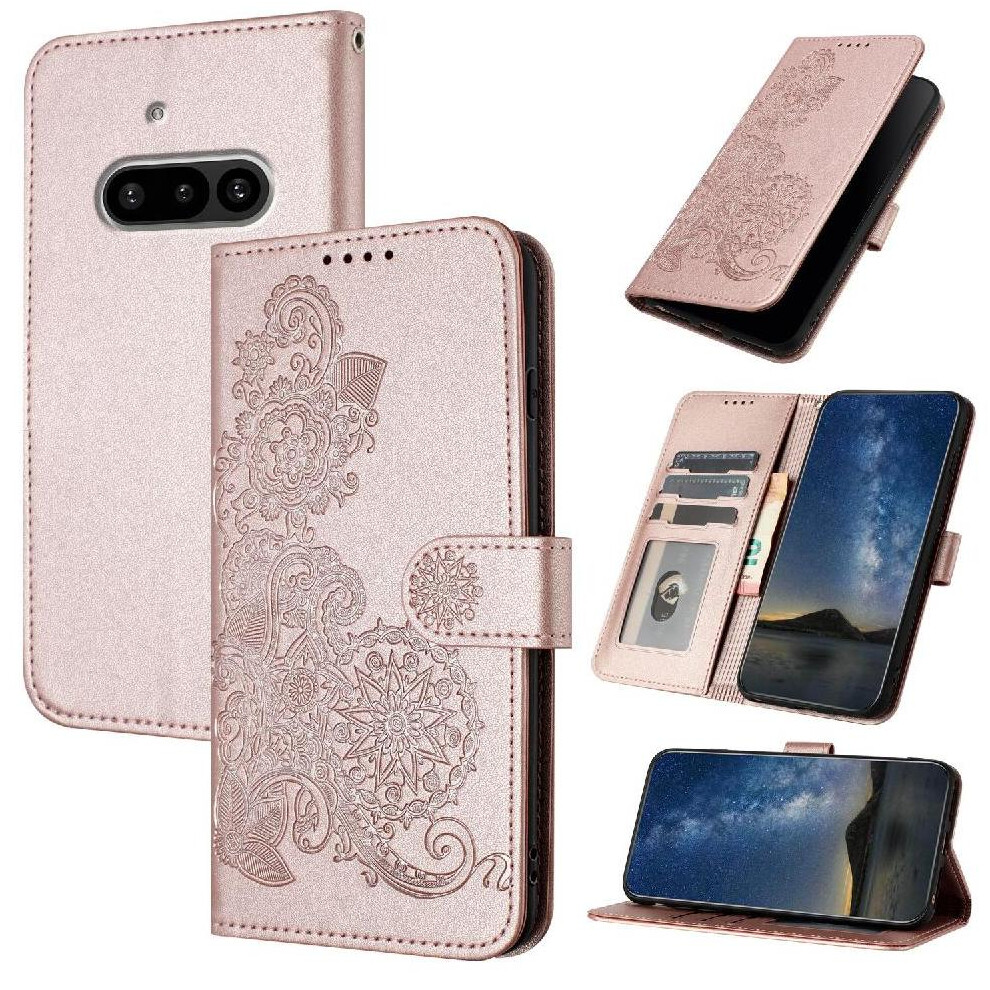 (Pink) Flip Case For Nothing Phone 3A With Card Slot Stand Flip Folio Book Pu Leather Magnetic Closure Kickstand Protective Pink 764563668595