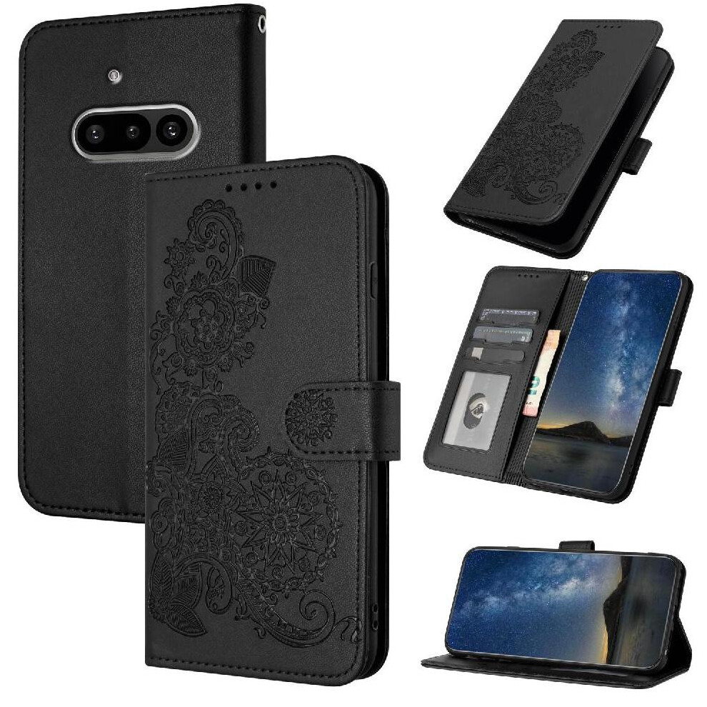 (Black) Flip Case For Nothing Phone 3A With Card Slot Stand Flip Folio Book Pu Leather Magnetic Closure Kickstand Protective Black 764563668663