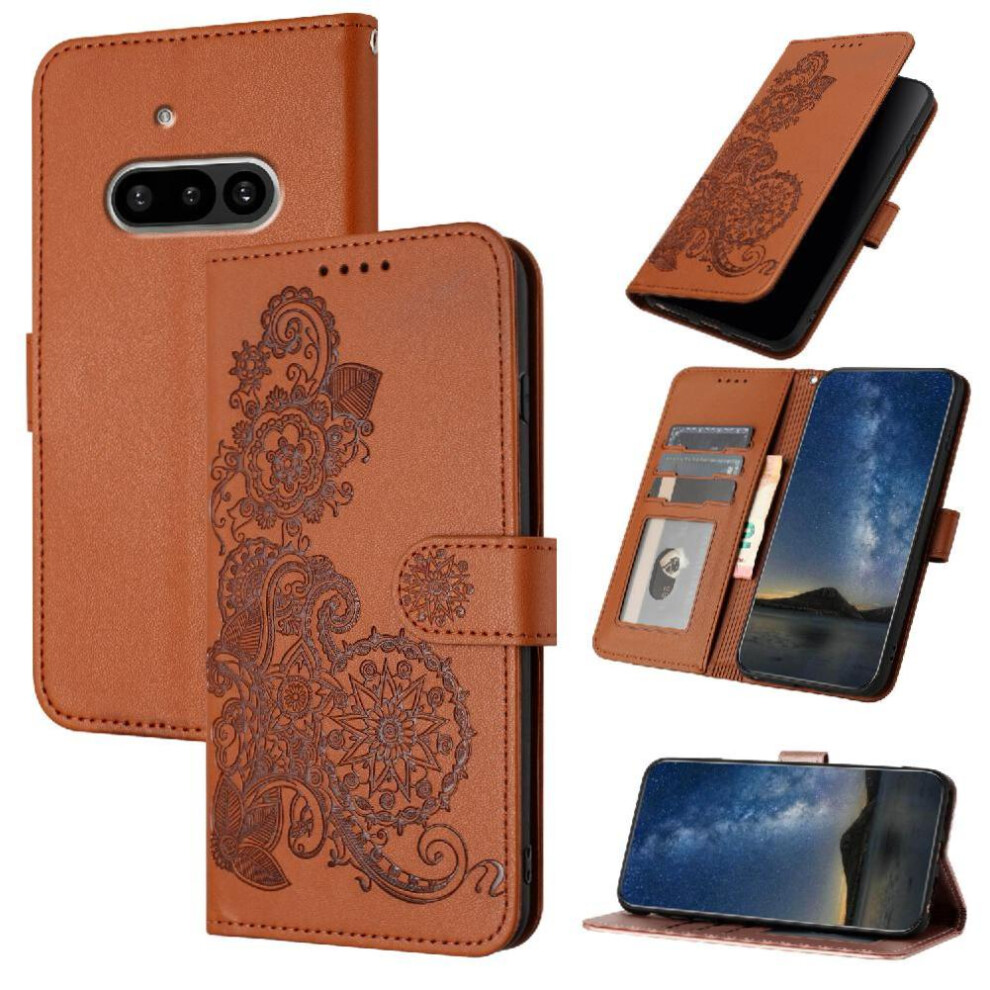 (Brown) Flip Case For Nothing Phone 3A With Card Slot Stand Flip Folio Book Pu Leather Magnetic Closure Kickstand Protective Brown 764563668632