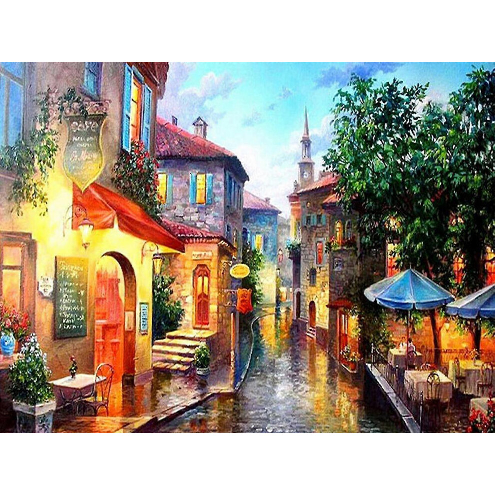 (As show, One size) 5D diaman(30*40)t peinture rue urbaine paysage architectural (18) brique peinture  l'huile bricolage point de croix plein de d
