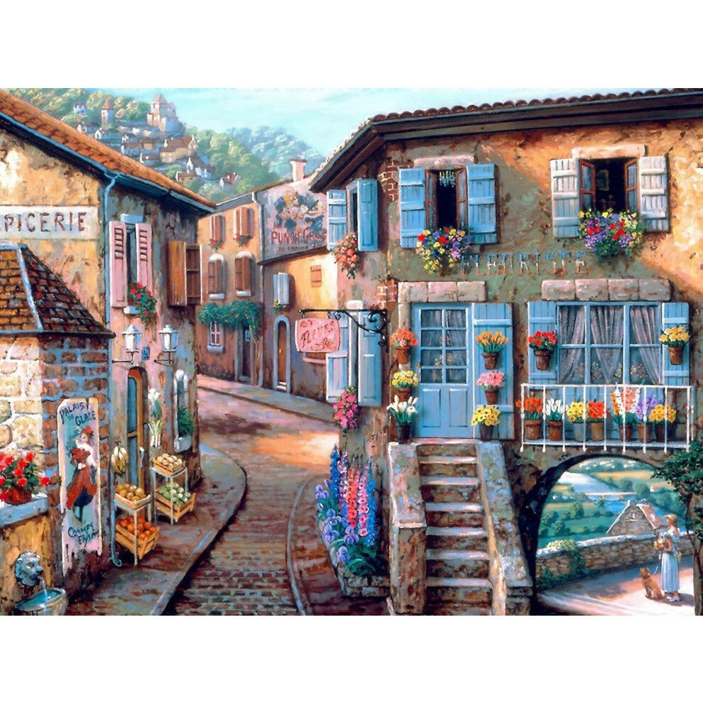 (As show, One size) 5D diaman(30*40)t peinture rue urbaine paysage architectural (20) brique peinture  l'huile bricolage point de croix plein de d