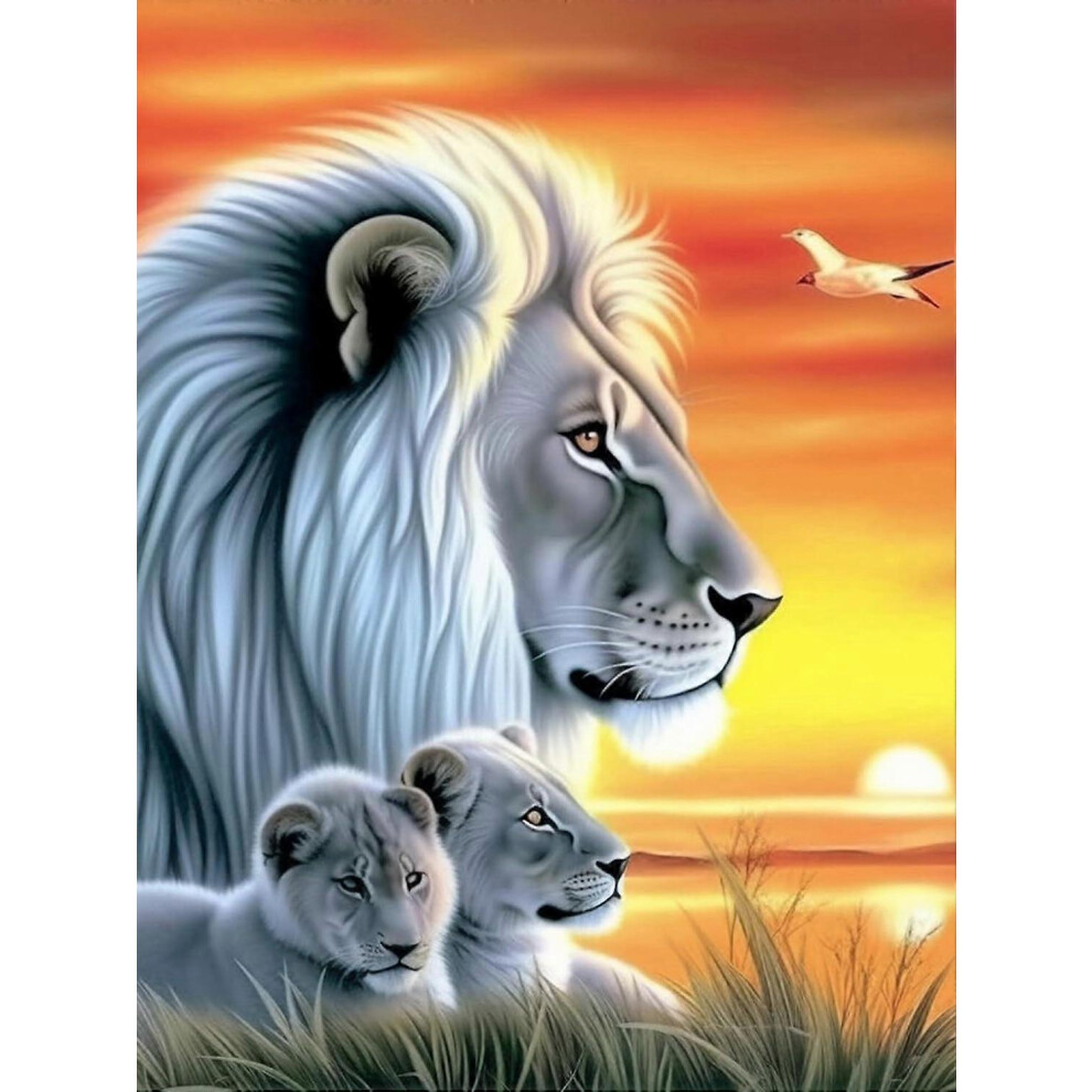 (As show, One size) 5D Diamond 30x40cm Painting Lion,Diamond Embroidery Animal,Diamond Canvas Full kit Cross Stitch Embroidery Living Room Bedroom Wal