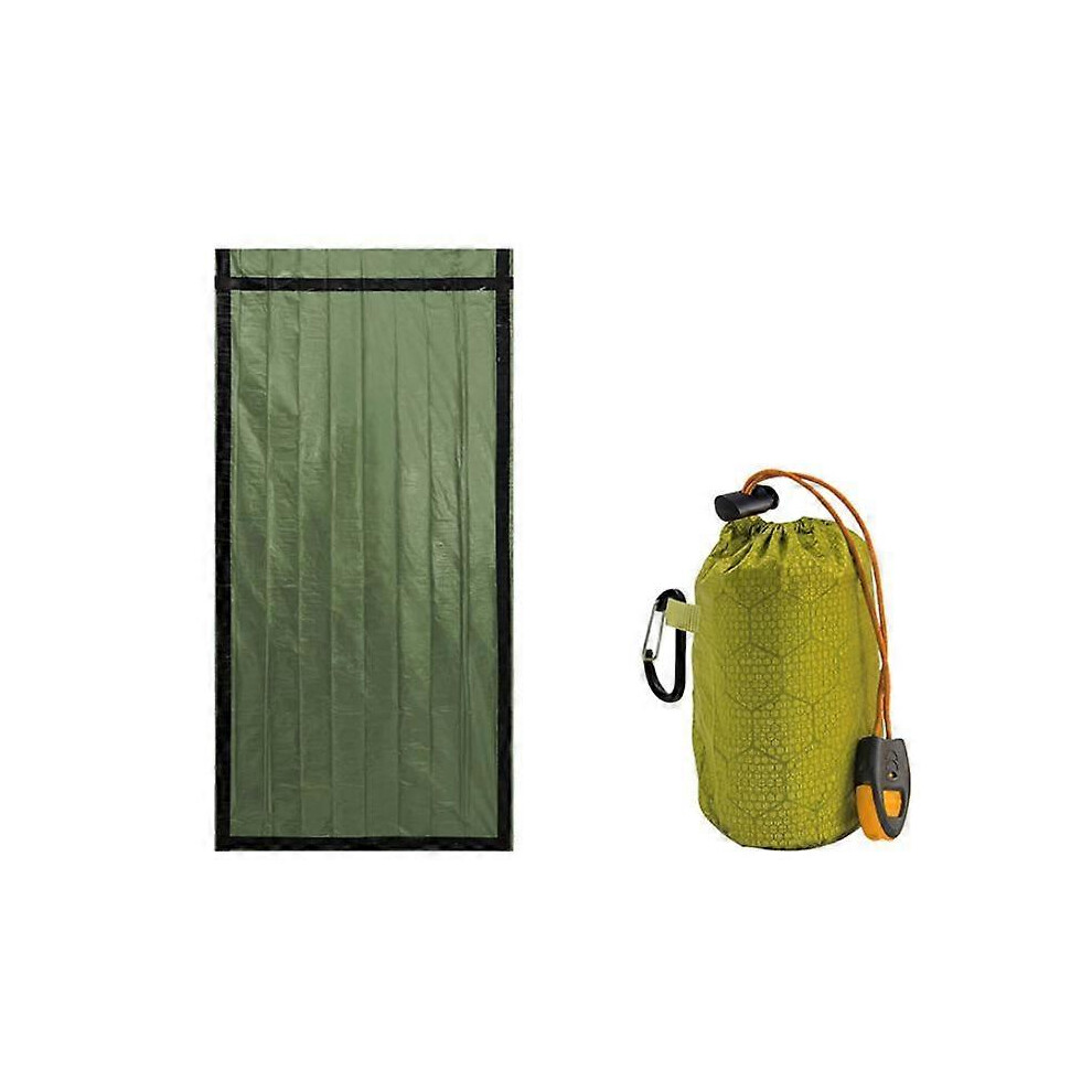 (As Show, One Size) Emergency Sleeping Bag, Survival Sleeping Bag, With Whistles, Survival Blanket, Lightweight Survival Bivvy Outdoor Camping Hiking Green