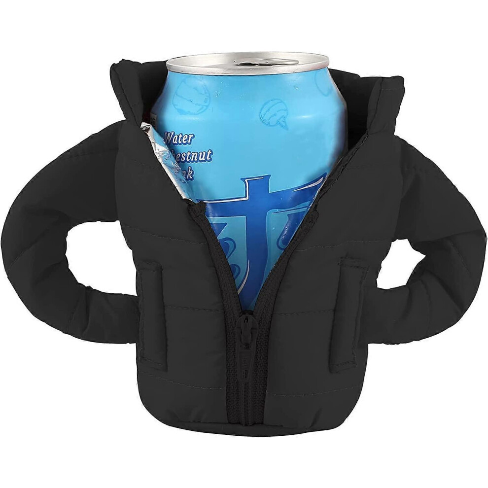 (As Show, One Size) Jacket Can Cooler, (Black)Beer Cooler, Beverage Cooler,6.3Cm Diameter,Ideal For Men, Beer Lovers Black