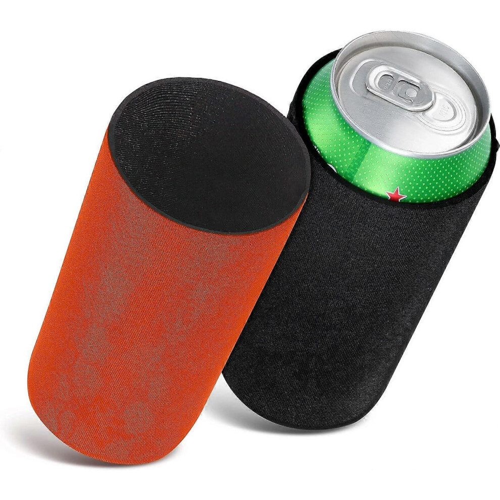 (As Show, One Size) 2X - Can Cooler Compatible With 500Ml Can - Lot Of Beer Soda Can Coolers Black/Orange