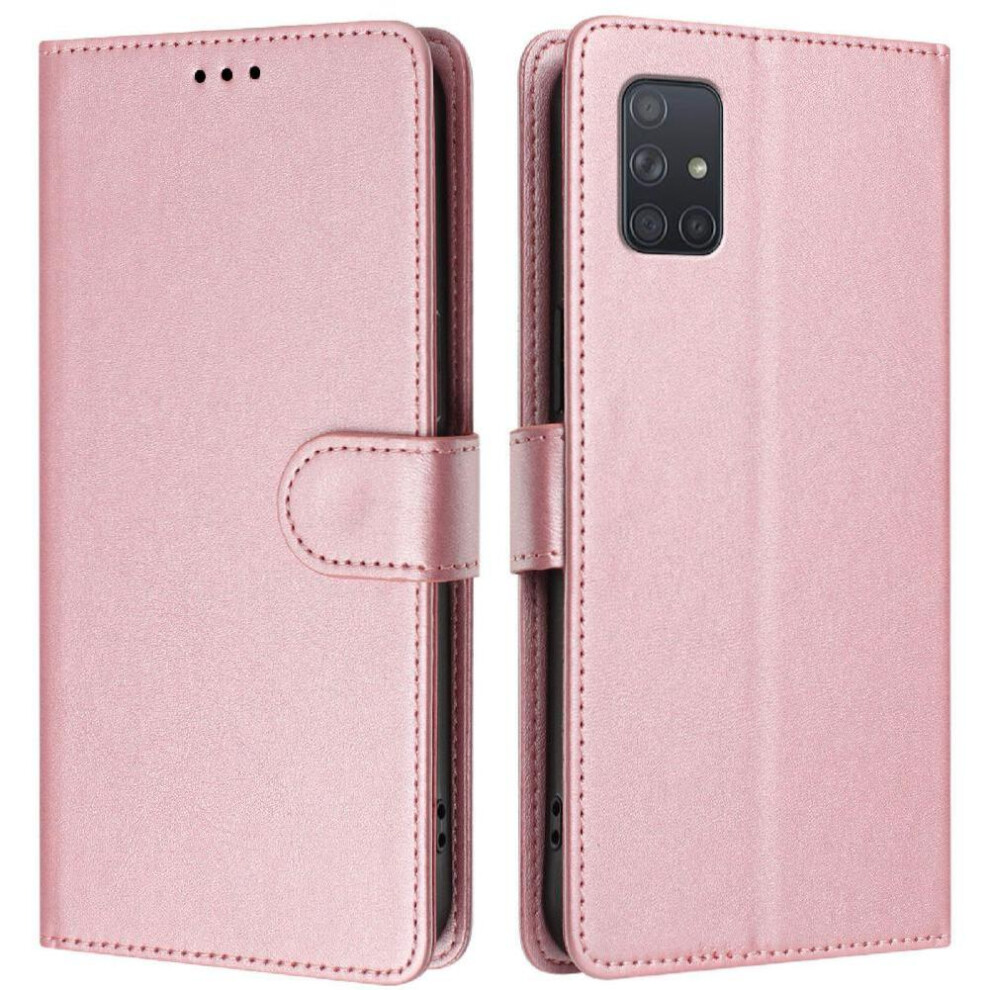 (Pink) Classic Style Flip Case For Samsung Galaxy A71 4G Wallet Case Shockproof Rfid Blocking Magnetic Closure Card Holder Pink 764563669790