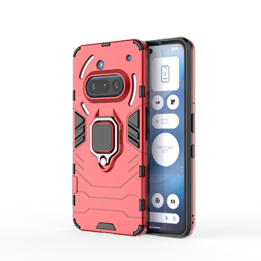 (Red) Case For Nothing Phone 3A Shockproof Cover 360Rotating Ring Military Drop Protection Kickstand Red 764563669813