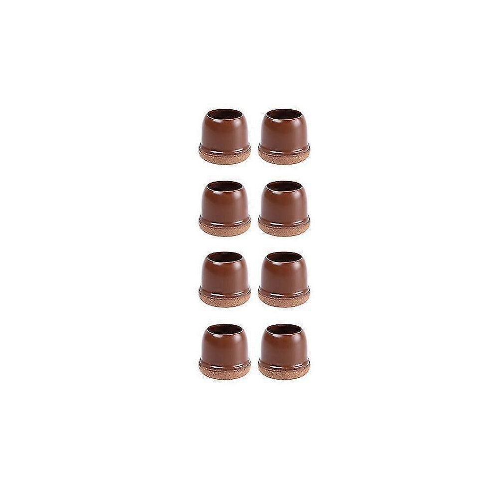 (Circle, Dark Brown) 8Pcs Chair Leg Floor Protectors Furniture Protection Cover With Felt Pad Beneath 8191722667311