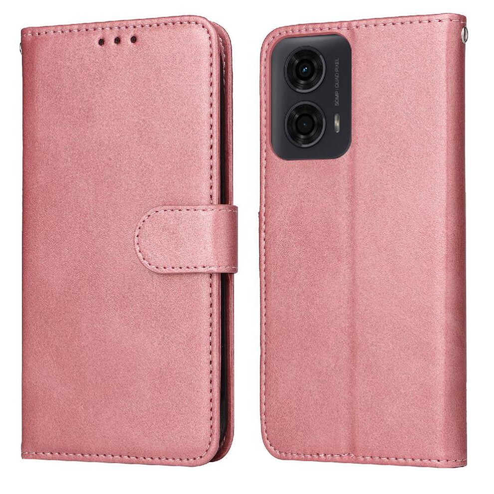 (Pink) Flip Case For Motorola Moto G04s Card Slots Flip Cover Magnetic Closure Precise Cutouts Pink 764563672691