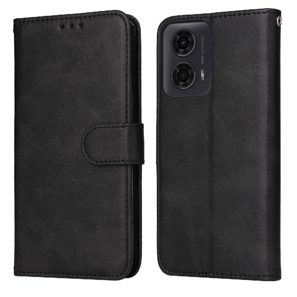 (Black) Flip Case For Motorola Moto G04s Card Slots Flip Cover Magnetic Closure Precise Cutouts Black 764563672677
