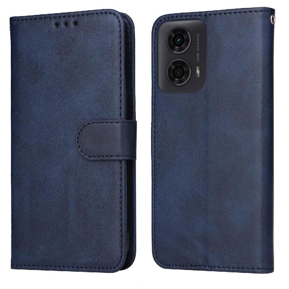 (Blue) Flip Case For Motorola Moto G04 Card Slots Magnetic Closure Flip Cover Precise Cutouts Blue 764563672752