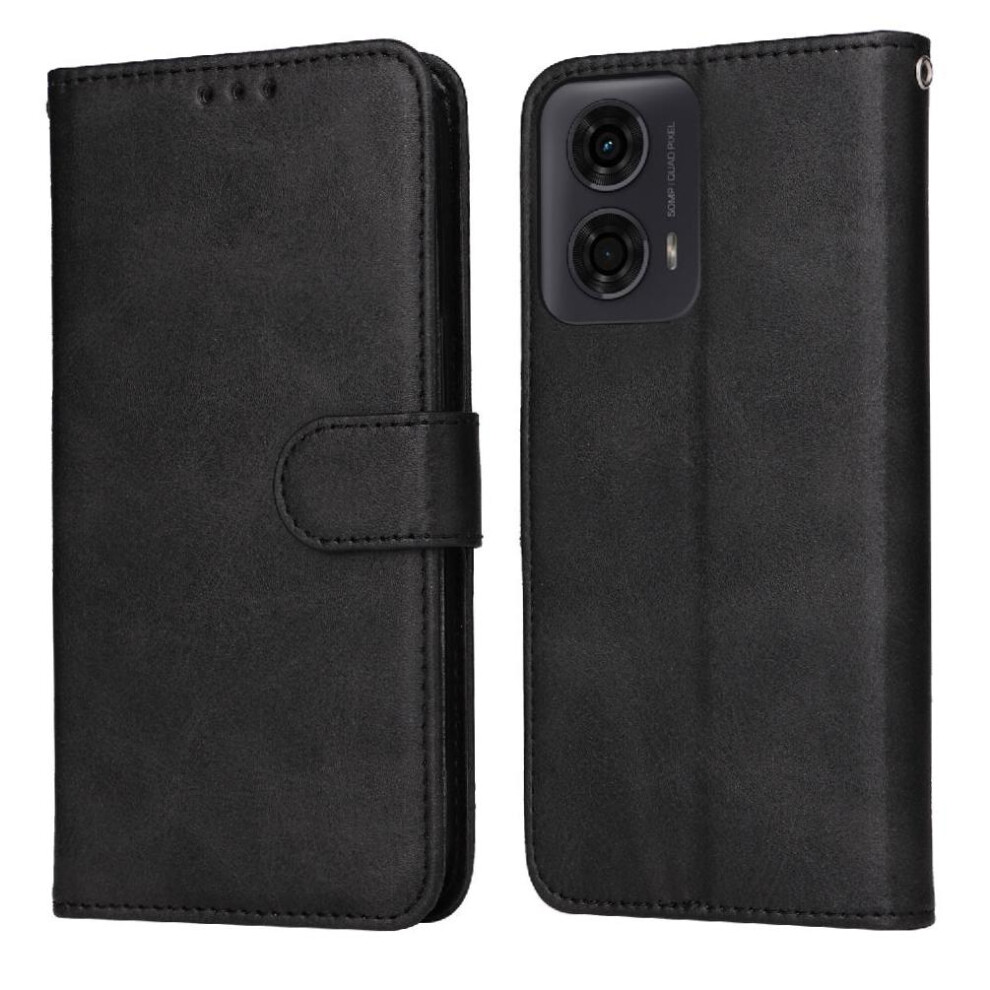 (Black) Flip Case For Motorola Moto G04 Card Slots Magnetic Closure Flip Cover Precise Cutouts Black 764563672721