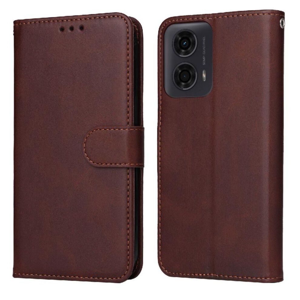 (Brown) Flip Case For Motorola Moto G04 Card Slots Magnetic Closure Flip Cover Precise Cutouts Brown 764563672714