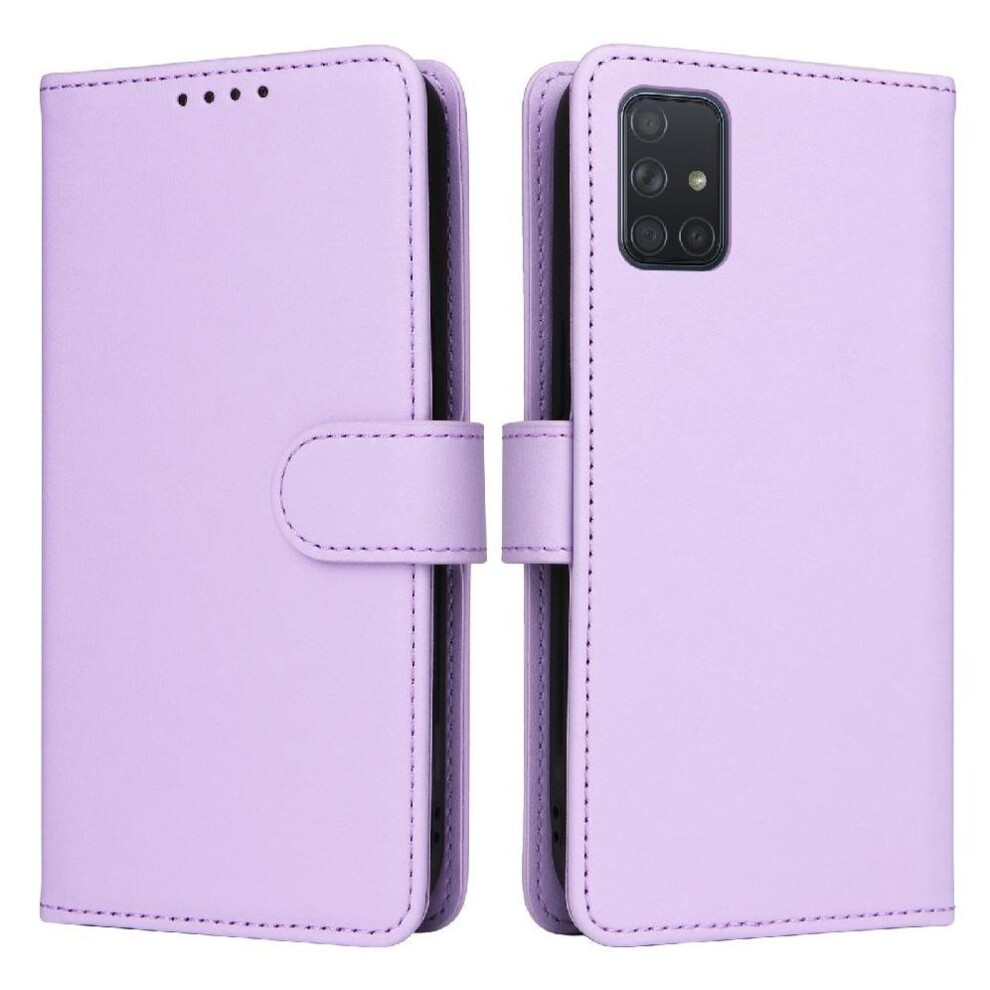 (Purple) Flip Case For Samsung Galaxy A71 4G Rfid Blocking Wireless Charging Flip Cover Detachable Design Wallet Purple 764563673117