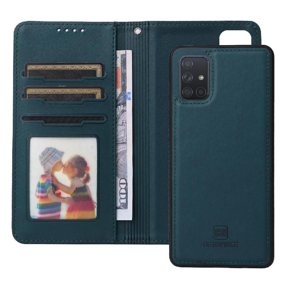 (Blue) Flip Case For Samsung Galaxy A71 4G Rfid Blocking Wireless Charging Flip Cover Detachable Design Wallet Blue 764563673148