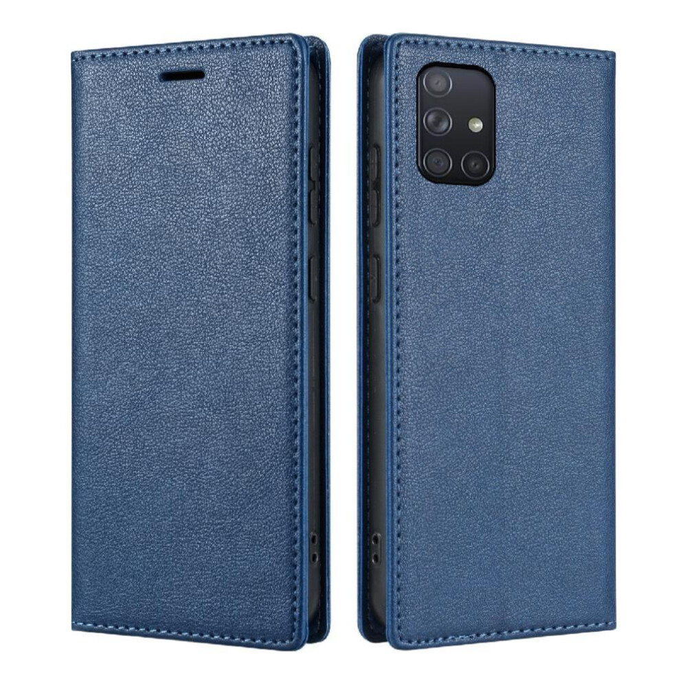 (Blue) Business Style Case For Samsung Galaxy A71 4G Shockproof Card Holder Magnetic Closure Flip Case Kickstand Blue 764563674848